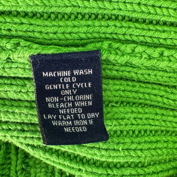 Y2K Ralph Lauren CHAPS Cableknit Green L Quarter Zip Preppy Classic Holiday - Picture 5 of 7